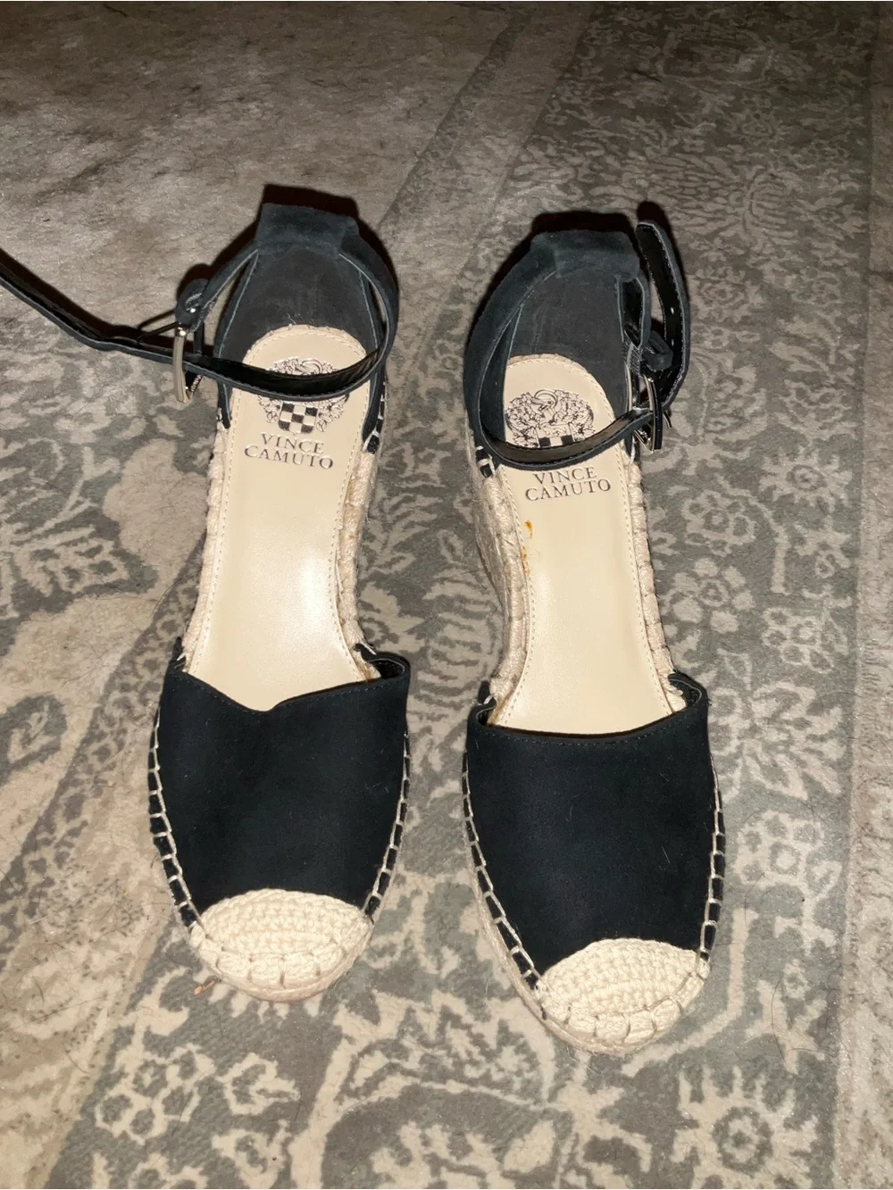 Vince Camuto Black Espadrille Ankle-Strap Sandals